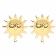 BY31® Zubehör aus Stainless Steel - Rostfreiem Stahl Ohrringe / Ohrstecker Sun with Face with Loop Gold