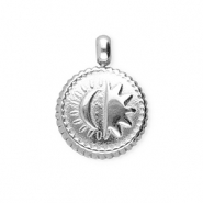 BY31® Anhänger aus Stainless Steel - Rostfreiem Stahl Round with Sun & Moon Silver