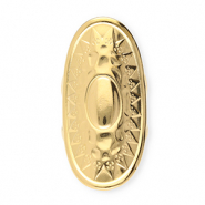 Stainless Steel - Rostfrei Stahl Ringe Oval with Sun Gold