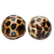 Keramik Perlen 15&nbsp;mm with Dots Dark brown-light brown