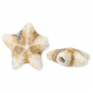 Keramik Perlen Starfish Off white-light brown