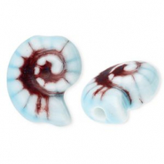 Keramik Perlen Shell Light blue-brown