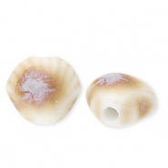 Keramik Perlen Shell Off white-light brown