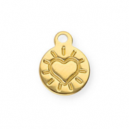 Anhänger aus Stainless Steel - Rostfreiem Stahl Round with Heart Gold
