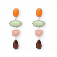 Musthave Ohrringe&nbsp;/&nbsp;Ohrstecker mit Rostfrei Stahl-Stecker Silver-warm orange-green-pink-brown