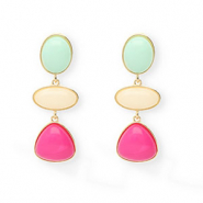 Musthave Ohrringe&nbsp;/&nbsp;Ohrstecker mit Rostfrei Stahl-Stecker Gold-mint green-off white-hot pink