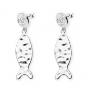 Musthave Ohrringe&nbsp;/&nbsp;Ohrstecker Spiral & Fish mit Rostfrei Stahl-Stecker Silver