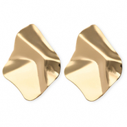 Statement-Ohrringe / Ohrstecker Organic Rhombus mit Rostfrei Stahl-Stecker Gold