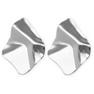 Statement-Ohrringe / Ohrstecker Organic Rhombus mit Rostfrei Stahl-Stecker Silver