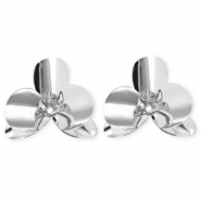 Statement-Ohrringe / Ohrstecker Flower mit Rostfrei Stahl-Stecker Silver