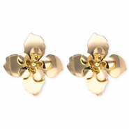 Statement-Ohrringe / Ohrstecker Flower mit Rostfrei Stahl-Stecker Gold
