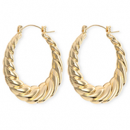 Statement-Ohrringe / Creolen Twisted mit Rostfrei Stahl-Stecker Gold