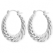 Statement-Ohrringe / Creolen Twisted mit Rostfrei Stahl-Stecker Silver