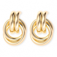 Statement-Ohrringe / Ohrstecker Double Ring mit Rostfrei Stahl-Stecker Gold