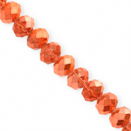 Facetten Top Glas Perlen 12x9 mm Rondellen Coral orange-pearl shine coating