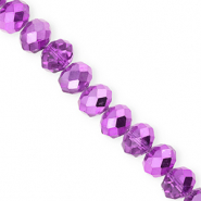 Facetten Top Glas Perlen 12x9 mm Rondellen Purple-pearl shine coating