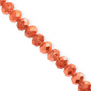 Facetten Top Glas Perlen 8x6 mm Rondellen Coral orange-pearl shine coating
