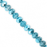 Facetten Top Glas Perlen 8x6 mm Rondellen Teal blue-pearl shine coating