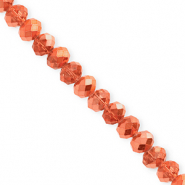 Facetten Top Glas Perlen 6x5 mm Rondellen Coral orange-pearl shine coating