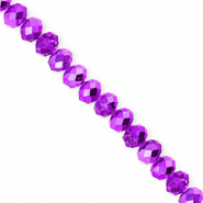 Facetten Top Glas Perlen 6x5 mm Rondellen Dark purple-pearl shine coating