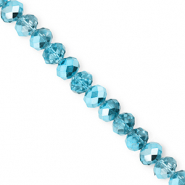 Facetten Top Glas Perlen 6x5 mm Rondellen Teal blue-pearl shine coating