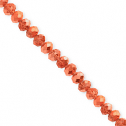 Facetten Top Glas Perlen 4x3 mm Rondellen Coral orange-pearl shine coating
