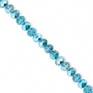 Facetten Top Glas Perlen 4x3 mm Rondellen Teal blue-pearl shine coating