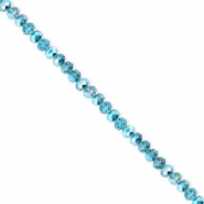 Facetten Top Glas Perlen 3x2 mm Rondellen Teal blue-pearl shine coating