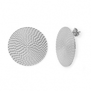 Stainless Steel - Rostfrei Stahl Ohrringe / Ohrstecker Round Silver
