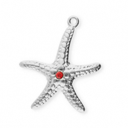 Anh&auml;nger aus Stainless Steel - Rostfreiem Stahl Starfish Silver-red