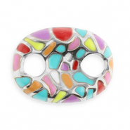 Zubeh&ouml;r aus Stainless Steel - Rostfreiem Stahl Connector Oval with Mosaic Silver-multicolour