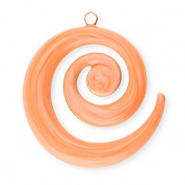 Anh&auml;nger aus Stainless Steel - Rostfreiem Stahl Spiral Gold-coral orange marble