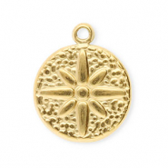 Anh&auml;nger aus Stainless Steel - Rostfreiem Stahl Round with Flower Gold