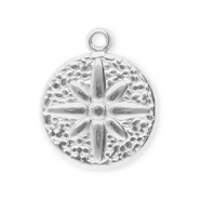 Anh&auml;nger aus Stainless Steel - Rostfreiem Stahl Round with Flower Silver