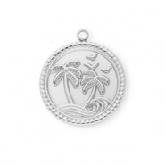 Anh&auml;nger aus Stainless Steel - Rostfreiem Stahl Round with Palmtree Silver