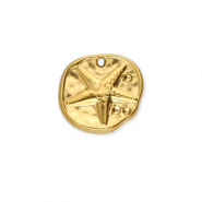 Anh&auml;nger aus Stainless Steel - Rostfreiem Stahl Round with Starfish Gold