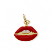 TQ Metall Brass Anh&auml;nger Kiss Gold-red-white