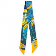 Bandana Schal with Flower Teal green-orange-blue