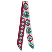 Bandana Schal with Dogs Bordeaux red-light pink-turquoise blue