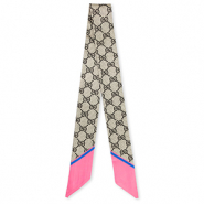 Bandana Schal with "G" Pattern Pink-greige-dark brown