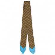 Bandana Schal with "F" Pattern Blue-copper-brown