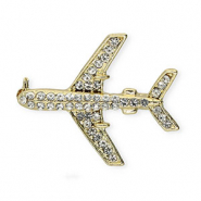 Broschen Airplane with Strass Gold-crystal
