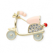 Broschen Scooter with Strass Gold-nude pink-white-crystal