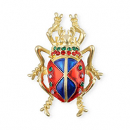 Broschen Beetle with Strass Gold-red-blue-green