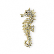 Broschen Seahorse with Strass Gold-crystal-black