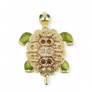 Broschen Turtle with Strass Gold-crystal-green