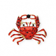 Broschen Crab with Strass Gold-red-black