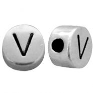 Metall DQ Perlen Buchstabe V Antik silber (Nickelfrei)