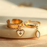 Inspirationsets Schicke Ketten und Ringe mit Perlmuttanhängern aus Edelstahl 