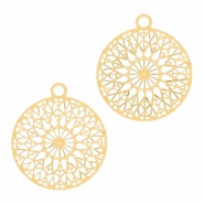 Anh&auml;nger Bohemian rund mit &Ouml;se 13mm Gold